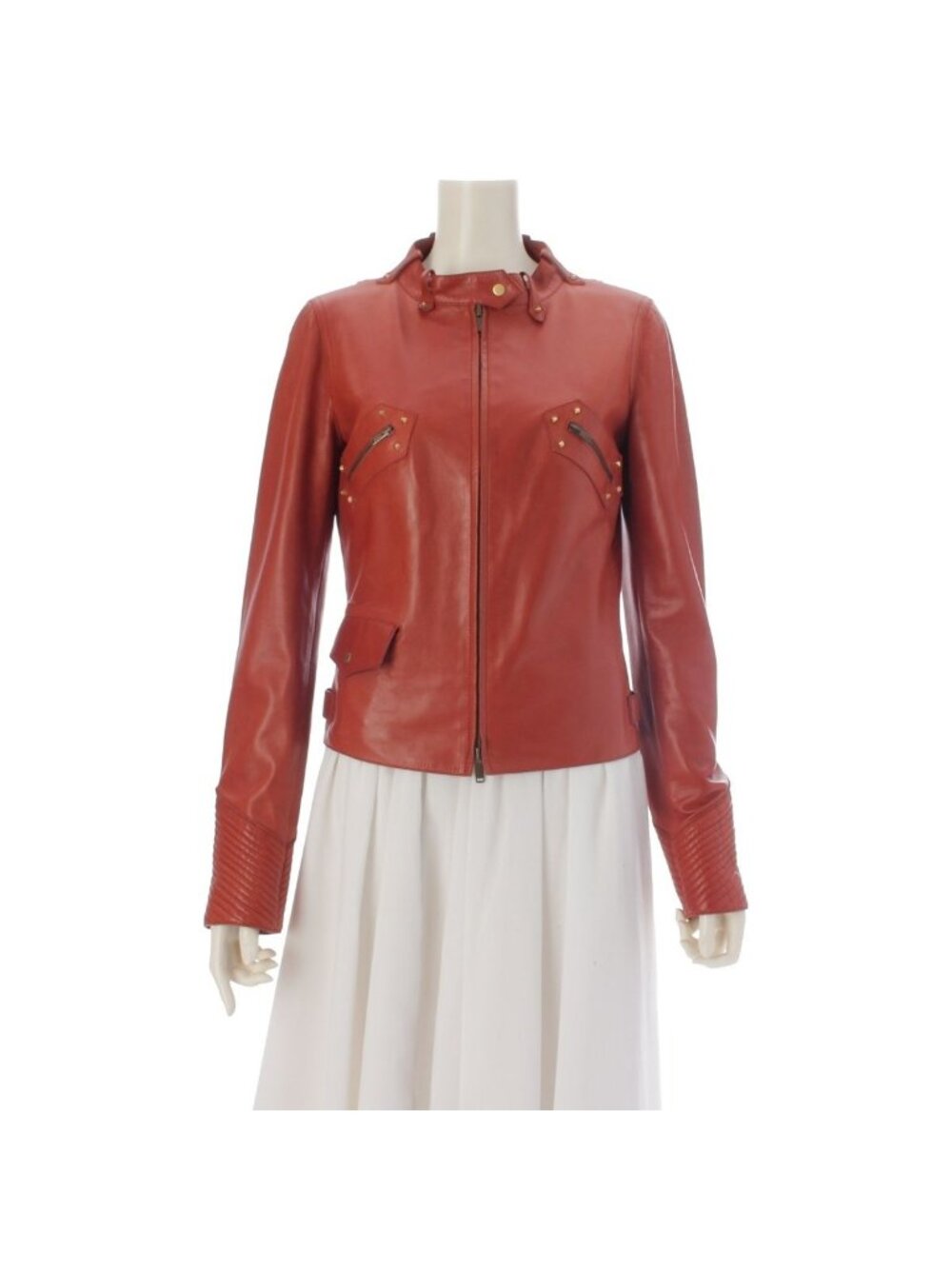 Gucci Tom Ford Era Lambskin Studs Single Rider's Jacket Brown